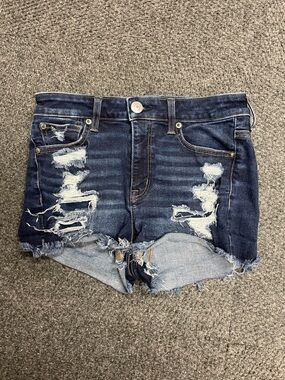 American Eagle Hi-Rise Shortie shorts denim distressed cut off size 4